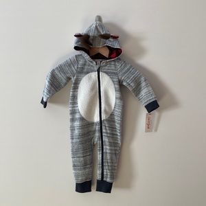 Cat & Jack heather grey reindeer one piece 12m nwt